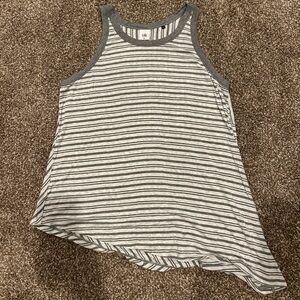 CAbi Gray and White Striped Tank Top